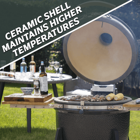 Dellonda Deluxe 22"(56cm) Ceramic Kamado Style BBQ with Wheeled Stand : Model No- DG159