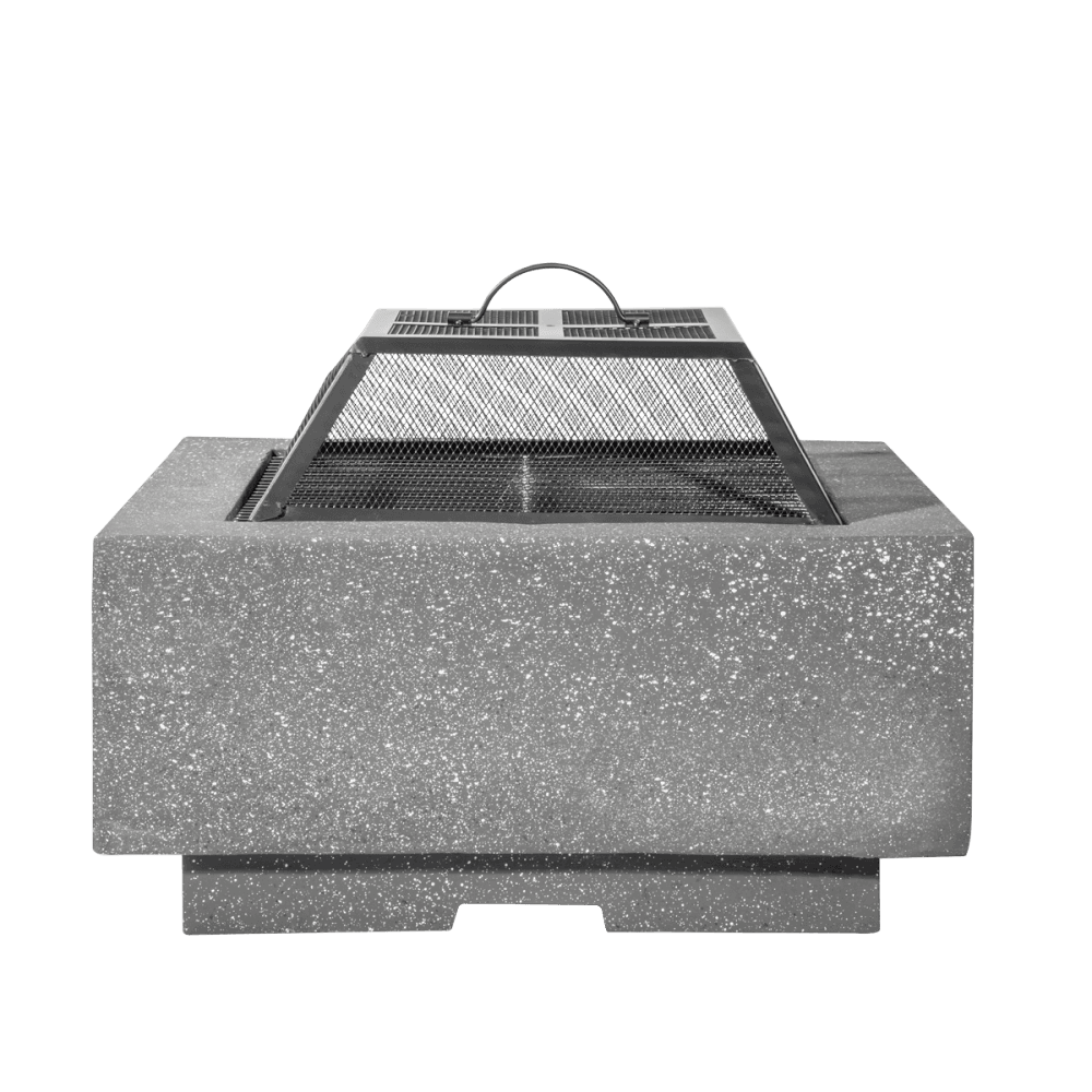 Dellonda Square MgO Fire Pit with BBQ Grill, Safety Mesh Screen - Dark Grey Model No- DG193