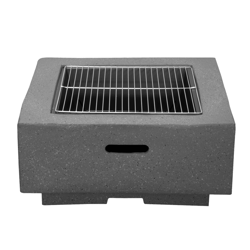 Dellonda Square MgO Fire Pit with BBQ Grill, Safety Mesh Screen - Dark Grey Model No- DG193