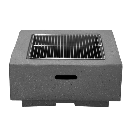 Dellonda Square MgO Fire Pit with BBQ Grill, Safety Mesh Screen - Dark Grey Model No- DG193