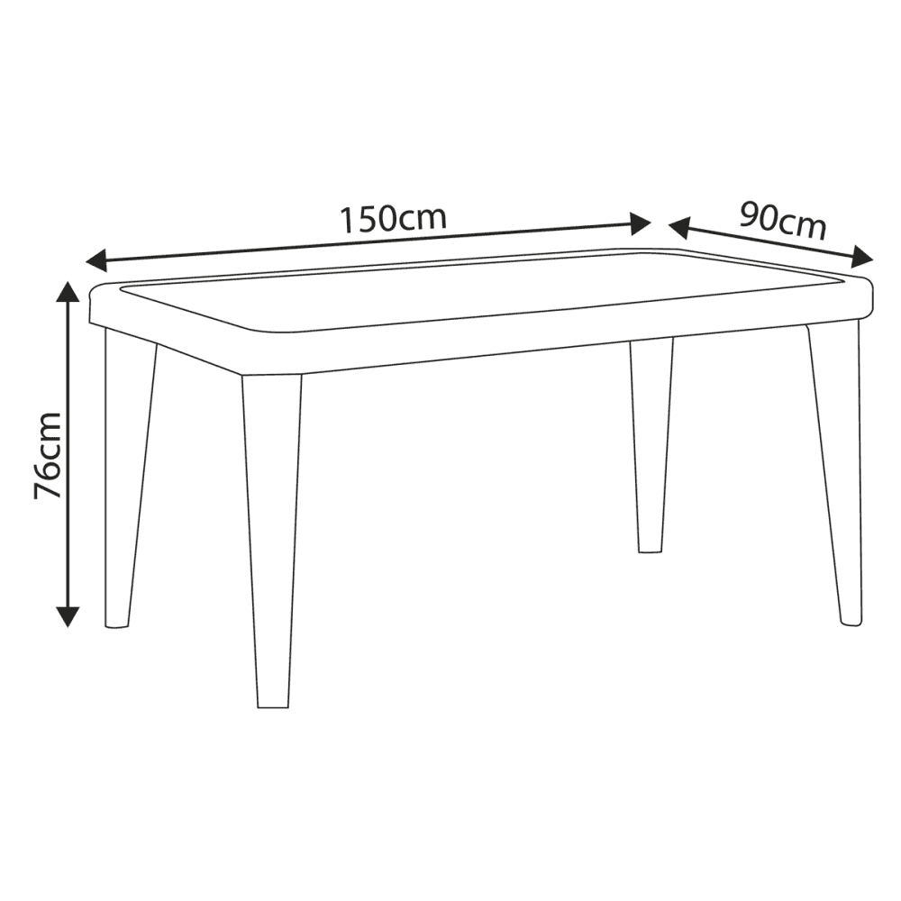 Dellonda Weather-Resistant Polypropylene/Fibreglass Dining Table with Tempered Glass Top - Dark Brown Model No- DG206