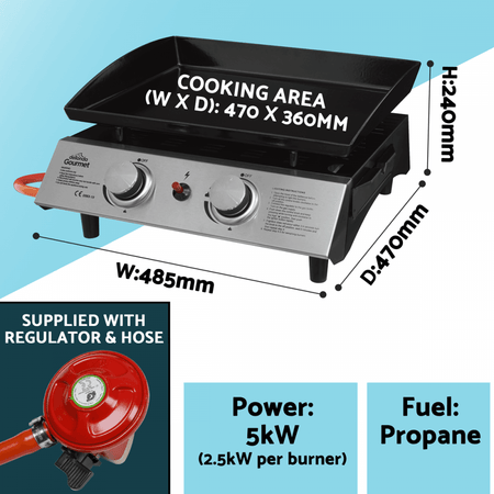 Dellonda 2 Burner Portable Gas Plancha Model No- DG21