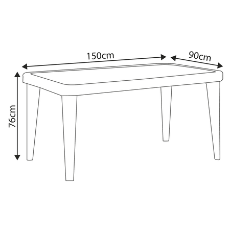 Dellonda Weather-Resistant Polypropylene/Fibreglass Dining Table with Tempered Glass Top - Ivory White Model No- DG210
