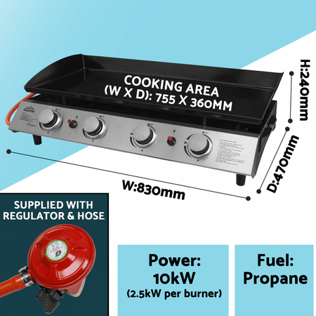 Dellonda 4 Burner Portable Gas Plancha Model No- DG23