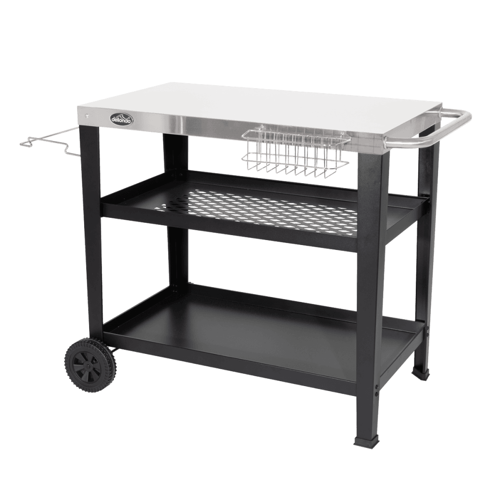 Dellonda Plancha Trolley with Utensil Holder - Stainless Steel Top Model No- DG263