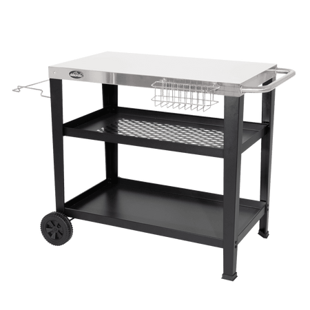 Dellonda Plancha Trolley with Utensil Holder - Stainless Steel Top Model No- DG263