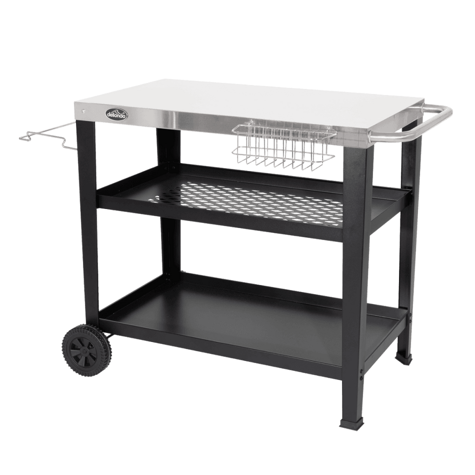 Dellonda Plancha Trolley with Utensil Holder - Stainless Steel Top Model No- DG263