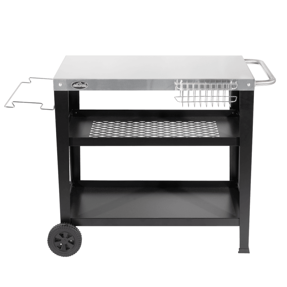 Dellonda Plancha Trolley with Utensil Holder - Stainless Steel Top Model No- DG263