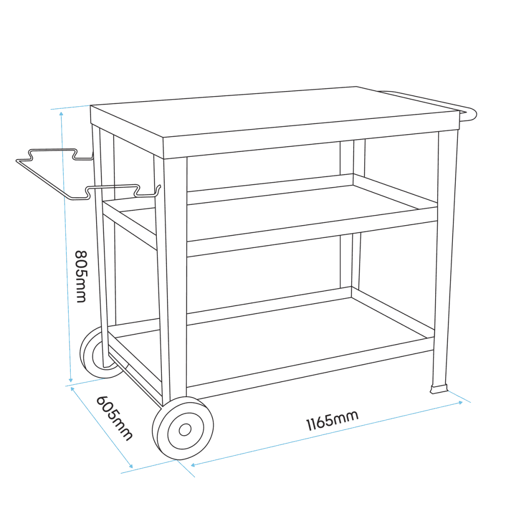 Dellonda Plancha Trolley with Utensil Holder - Stainless Steel Top Model No- DG263
