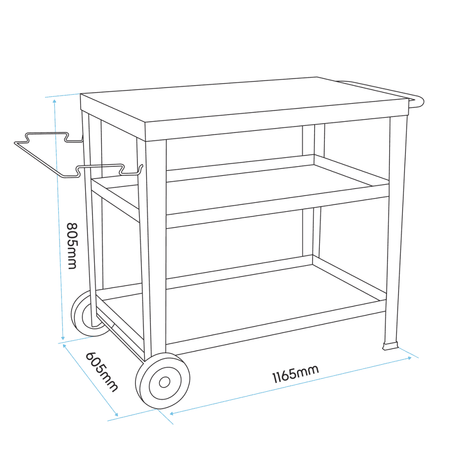 Dellonda Plancha Trolley with Utensil Holder - Stainless Steel Top Model No- DG263