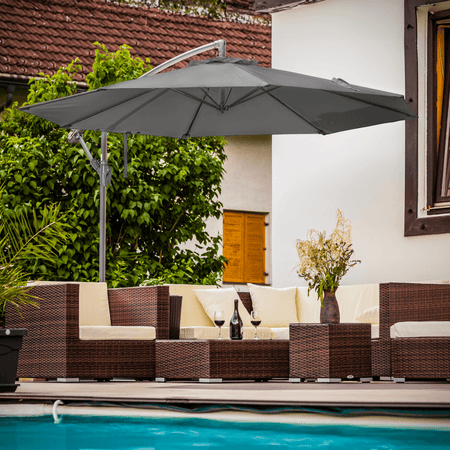 Dellonda Banana Parasol with Cover 3m - Grey Model No- DG264