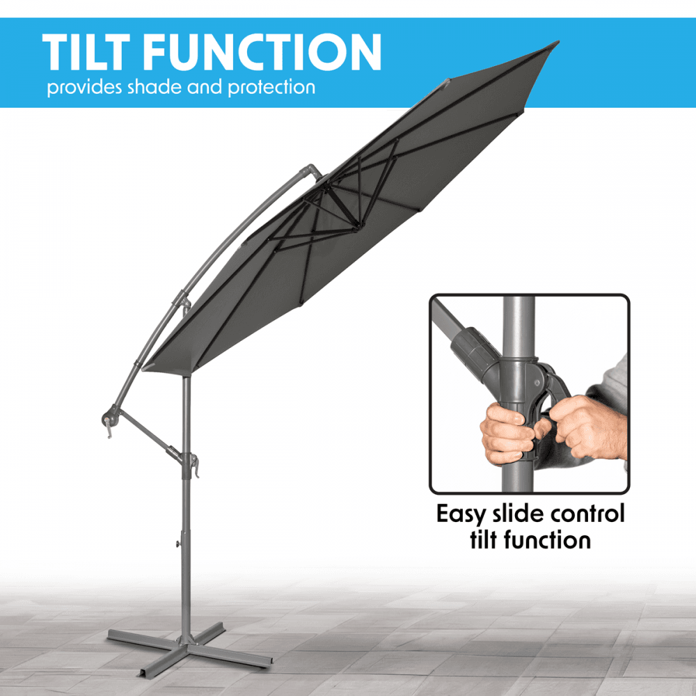 Dellonda Banana Parasol with Cover 3m - Grey Model No- DG264