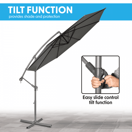 Dellonda Banana Parasol with Cover 3m - Grey Model No- DG264