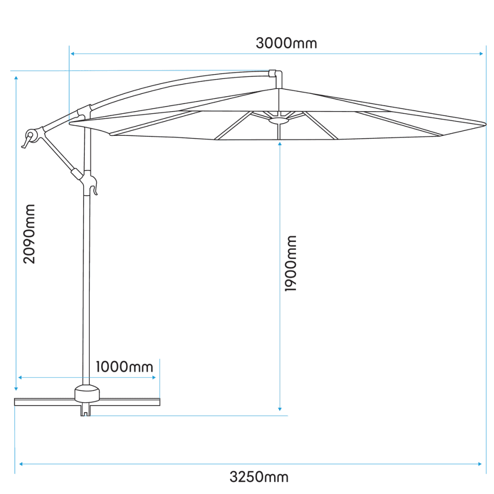 Dellonda Banana Parasol with Cover 3m - Grey Model No- DG264