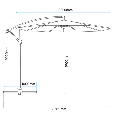 Dellonda Banana Parasol with Cover 3m - Grey Model No- DG264