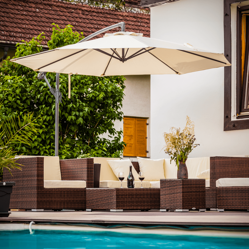 Dellonda Banana Parasol with Cover 3m - Cream Model No- DG265