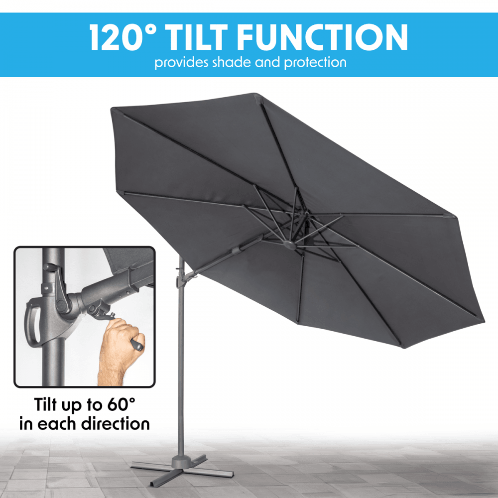 Dellonda Cantilever Parasol with 360 Rotation, Tilt & Cover 3m - Grey Model No- DG267