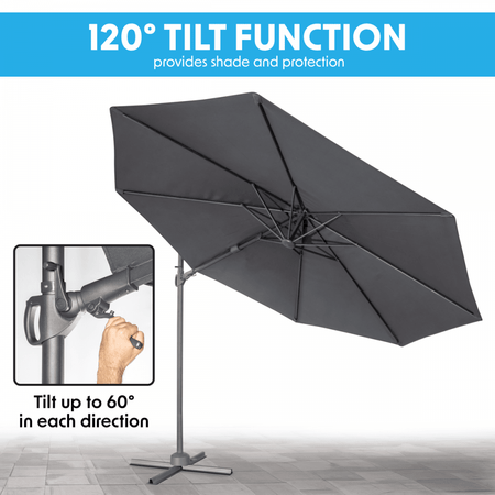 Dellonda Cantilever Parasol with 360 Rotation, Tilt & Cover 3m - Grey Model No- DG267