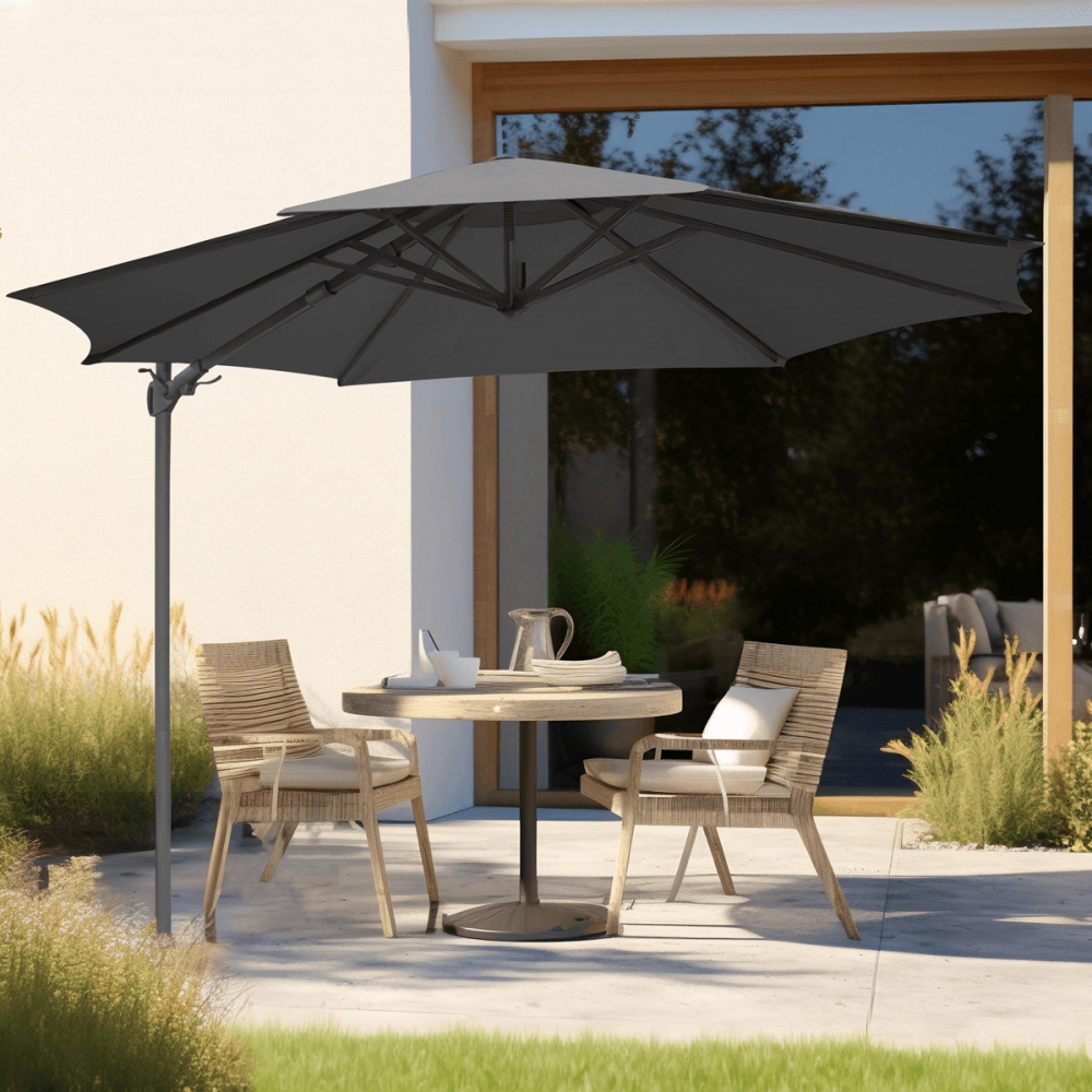 Dellonda Cantilever Parasol with 360 Rotation, Tilt & Cover 3m - Grey Model No- DG267