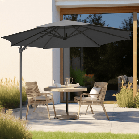 Dellonda Cantilever Parasol with 360 Rotation, Tilt & Cover 3m - Grey Model No- DG267