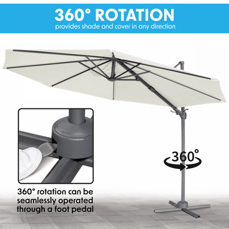 Dellonda Cantilever Parasol with 360 Rotation, Tilt & Cover 3m - Cream Model No- DG268