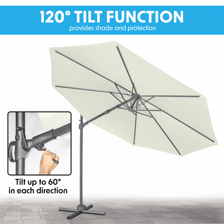 Dellonda Cantilever Parasol with 360 Rotation, Tilt & Cover 3m - Cream Model No- DG268