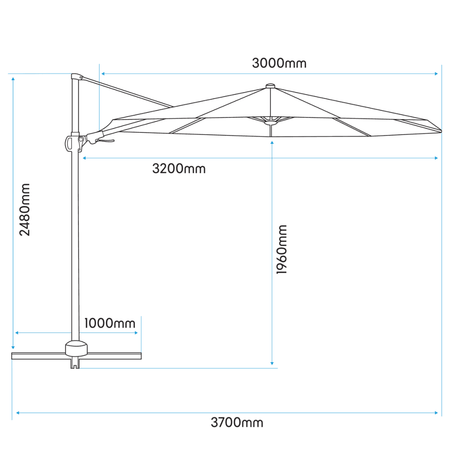 Dellonda Cantilever Parasol with 360 Rotation, Tilt & Cover 3m - Cream Model No- DG268