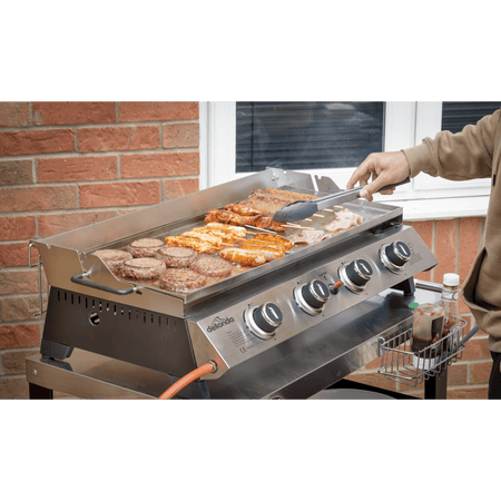Dellonda 4 Burner Stainless Steel Portable Gas Plancha with Warming Rack 10kW Model No- DG277