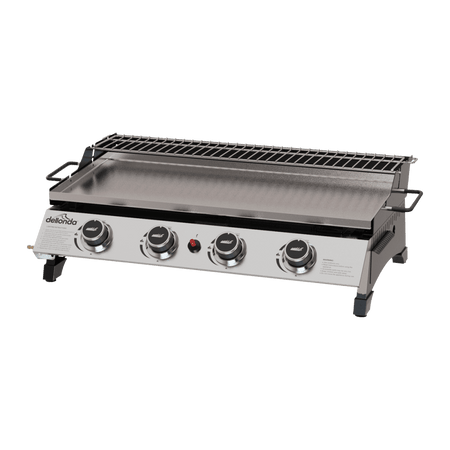 Dellonda 4 Burner Stainless Steel Portable Gas Plancha with Warming Rack 10kW Model No- DG277