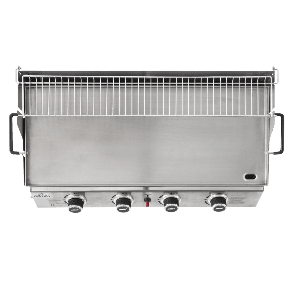Dellonda 4 Burner Stainless Steel Portable Gas Plancha with Warming Rack 10kW Model No- DG277