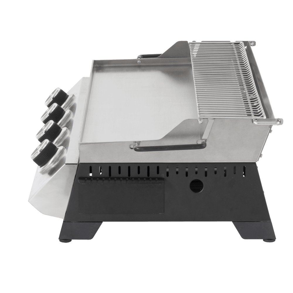 Dellonda 4 Burner Stainless Steel Portable Gas Plancha with Warming Rack 10kW Model No- DG277