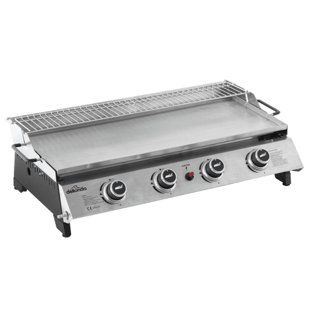 Dellonda 4 Burner Stainless Steel Portable Gas Plancha with Warming Rack 10kW Model No- DG277