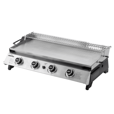 Dellonda 4 Burner Stainless Steel Portable Gas Plancha with Warming Rack 10kW Model No- DG277