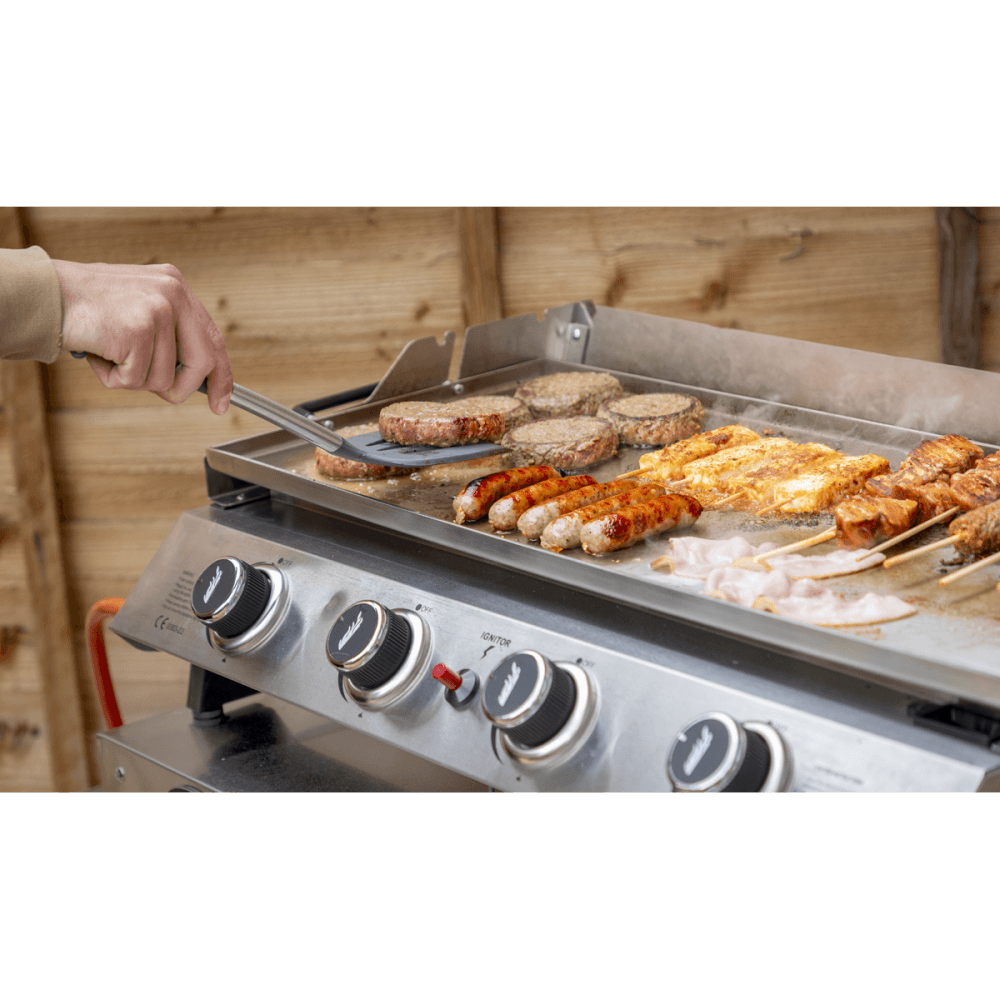 Dellonda 4 Burner Stainless Steel Portable Gas Plancha with Warming Rack 10kW Model No- DG277