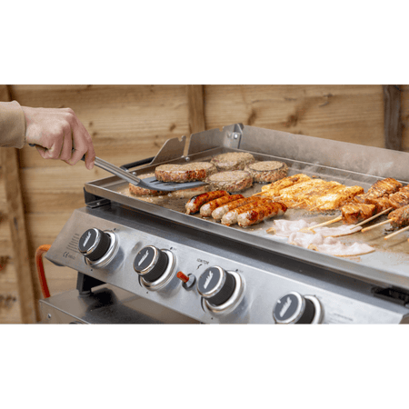 Dellonda 4 Burner Stainless Steel Portable Gas Plancha with Warming Rack 10kW Model No- DG277