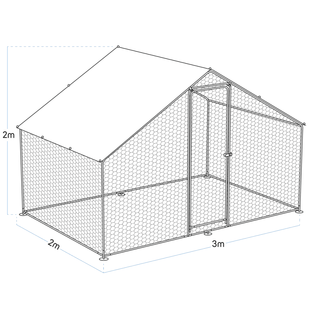 Dellonda Walk-In Galvanized Steel Chicken Run with Roof Cover & PVC Coated Chicken Wire Model No- DG278