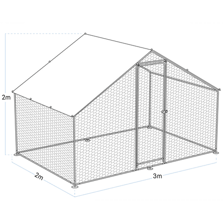 Dellonda Walk-In Galvanized Steel Chicken Run with Roof Cover & PVC Coated Chicken Wire Model No- DG278