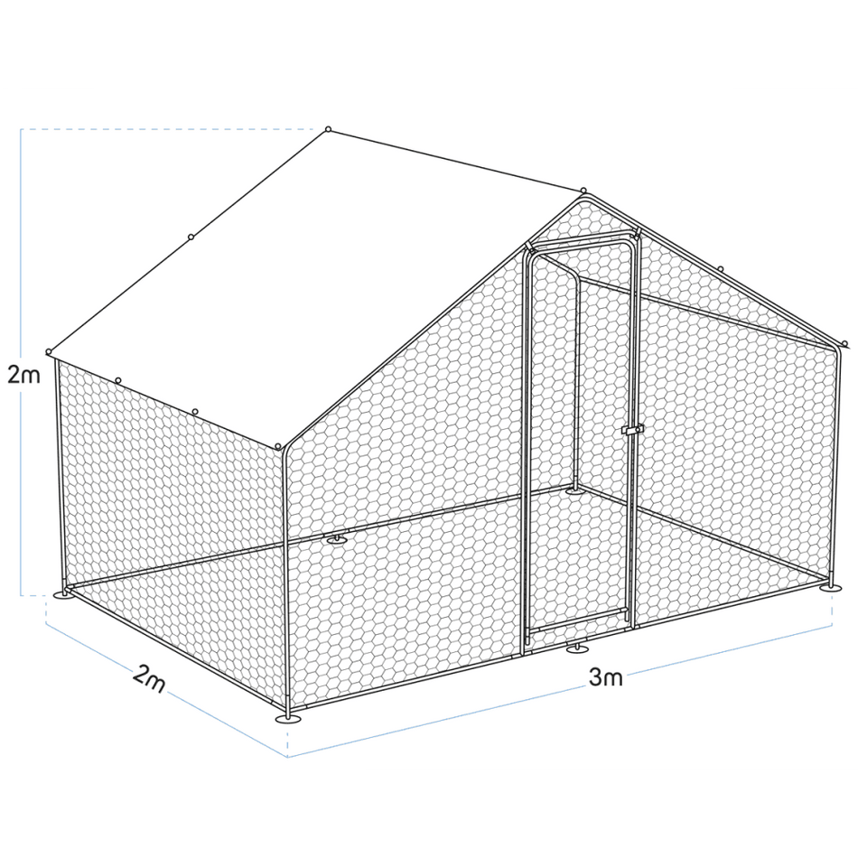Dellonda Walk-In Galvanized Steel Chicken Run with Roof Cover & PVC Coated Chicken Wire Model No- DG278