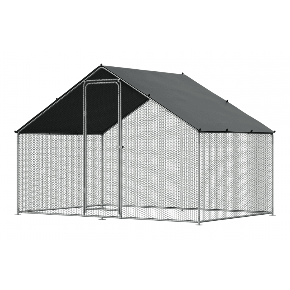 Dellonda Walk-In Galvanized Steel Chicken Run with Roof Cover & PVC Coated Chicken Wire Model No- DG278