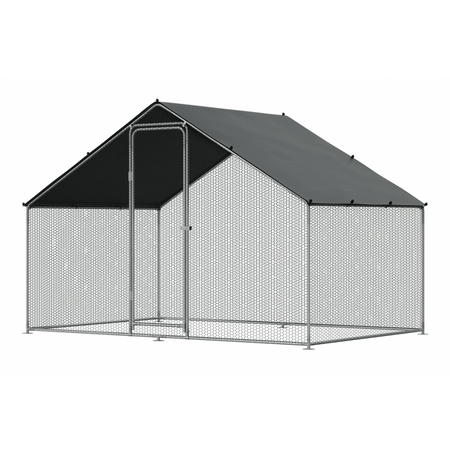Dellonda Walk-In Galvanized Steel Chicken Run with Roof Cover & PVC Coated Chicken Wire Model No- DG278
