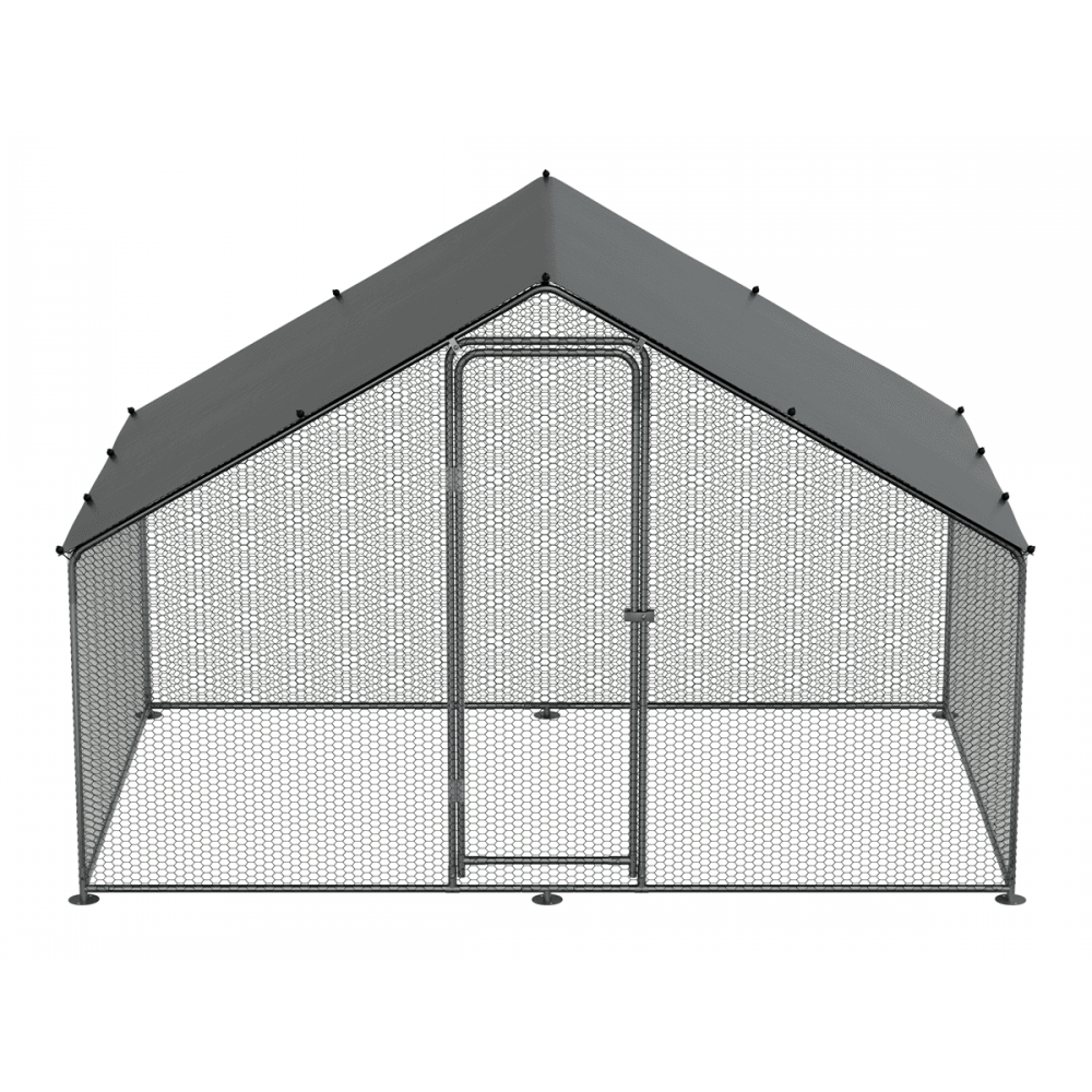 Dellonda Walk-In Galvanized Steel Chicken Run with Roof Cover & PVC Coated Chicken Wire Model No- DG278