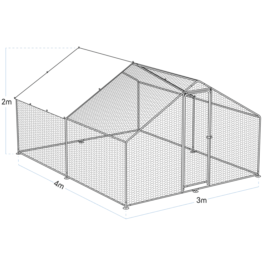 Dellonda Walk-In Galvanized Steel Chicken Run with Roof Cover & PVC Coated Chicken Wire Model No- DG279