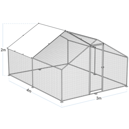 Dellonda Walk-In Galvanized Steel Chicken Run with Roof Cover & PVC Coated Chicken Wire Model No- DG279