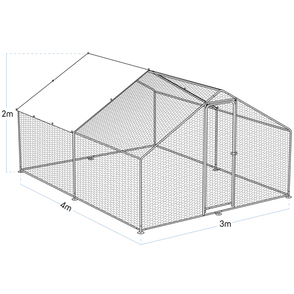 Dellonda Walk-In Galvanized Steel Chicken Run with Roof Cover & PVC Coated Chicken Wire Model No- DG279