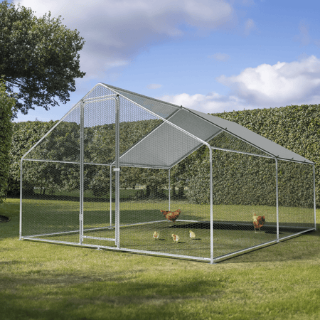 Dellonda Walk-In Galvanized Steel Chicken Run with Roof Cover & PVC Coated Chicken Wire Model No- DG279