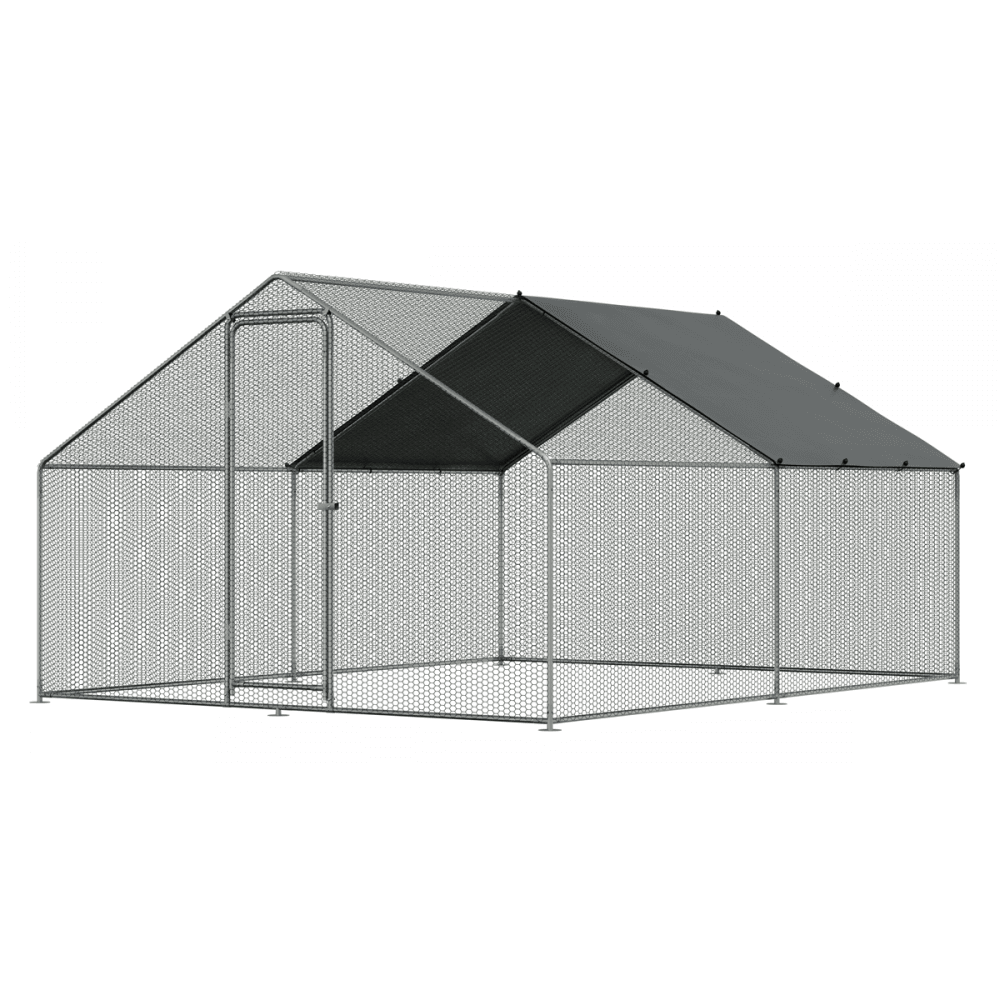 Dellonda Walk-In Galvanized Steel Chicken Run with Roof Cover & PVC Coated Chicken Wire Model No- DG279