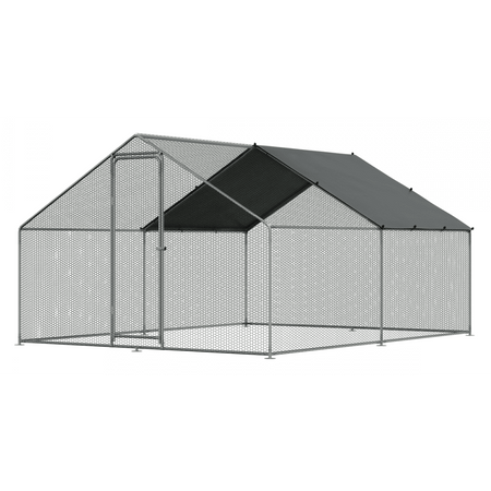 Dellonda Walk-In Galvanized Steel Chicken Run with Roof Cover & PVC Coated Chicken Wire Model No- DG279