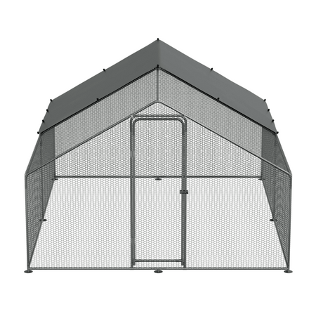 Dellonda Walk-In Galvanized Steel Chicken Run with Roof Cover & PVC Coated Chicken Wire Model No- DG279