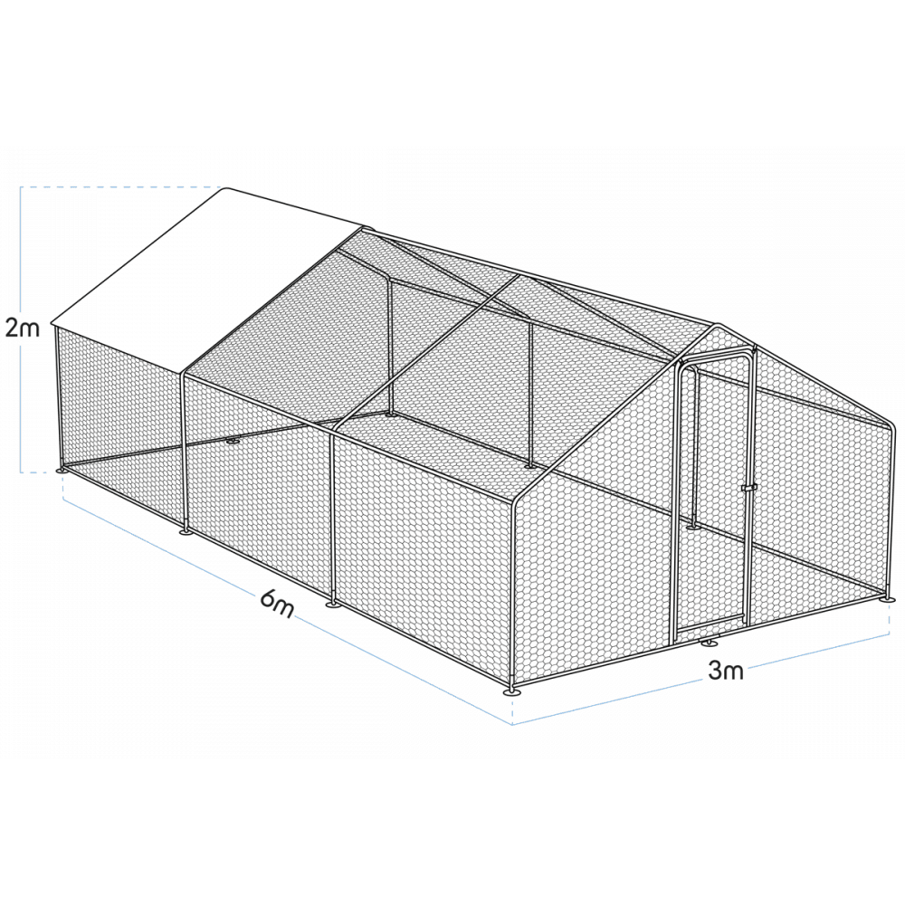 Dellonda Walk-In Galvanized Steel Chicken Run with Roof Cover & PVC Coated Chicken Wire Model No- DG280