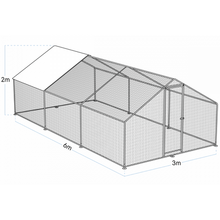 Dellonda Walk-In Galvanized Steel Chicken Run with Roof Cover & PVC Coated Chicken Wire Model No- DG280